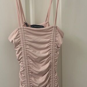 PrettyLittleThing Pink Ruched Dress